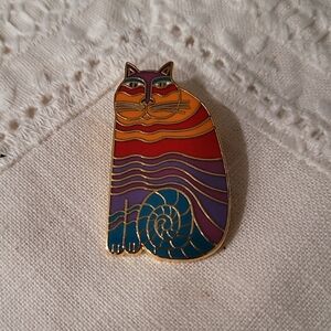 Laurel Burch Rainbow Cat Pin Brooch